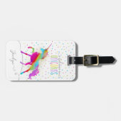 一流のパーソナライズな虹のユニコーンの金ゴールドのグリッターを加えて下さい ラゲッジタグ (正面横)