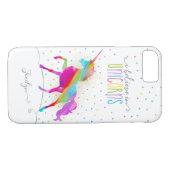 一流のパーソナライズな金ゴールドのグリッターの虹のユニコーンを加えて下さい Case-Mate iPhoneケース (裏面(横))