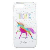 一流のパーソナライズな金ゴールドのグリッターの虹のユニコーンを加えて下さい Case-Mate iPhoneケース (裏面)
