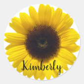 一流のヒマワリのラベルの円形のステッカーを個人化して下さい ラウンドシール (正面)
