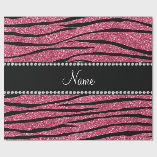 一流のピンクのグリッターのシマウマを縞で飾ります個人化して下さい ラッピングペーパー (フラット)