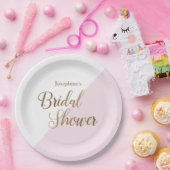 一流のピンクの金ゴールドのブライダルシャワーの原稿がある花嫁 ペーパープレート (パーティー)