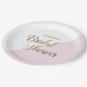 一流のピンクの金ゴールドのブライダルシャワーの原稿がある花嫁 ペーパープレート (アングル)