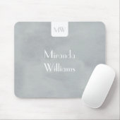 一流のモダンで柔らかい灰色のシンプルなモノグラム マウスパッド (マウス)
