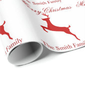 一流のモダンで赤いトナカイの紙を個人化して下さい ラッピングペーパー (ロールコーナー)