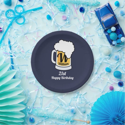 一流のモノグラムが付いている生ビールのマグあなたの文字 ペーパープレート (パーティー)