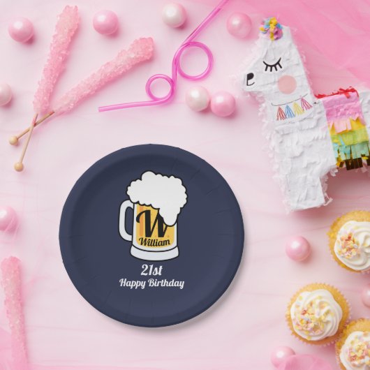 一流のモノグラムが付いている生ビールのマグあなたの文字 ペーパープレート (パーティー)