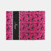 一流のローズピンクのグリッターのレスリングのハートの弓 フリースブランケット (正面(横))