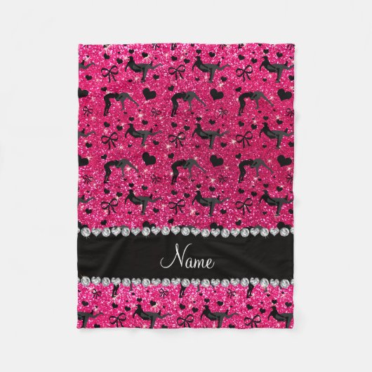 一流のローズピンクのグリッターのレスリングのハートの弓 フリースブランケット (正面)
