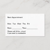 一流の医学博士の家族の実践 予約カード (裏面)