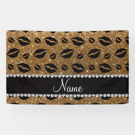 一流の口紅のキスの金ゴールドのグリッター 横断幕 (横)