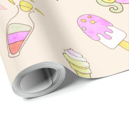 一流の年齢のモモのユニコーンの誕生会を個人化して下さい ラッピングペーパー