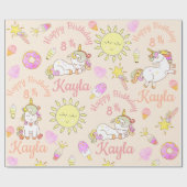 一流の年齢のモモのユニコーンの誕生会を個人化して下さい ラッピングペーパー (フラット)