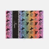 一流の明るい虹のグリッターの馬のハートの蹄鉄 フリースブランケット (正面(横))