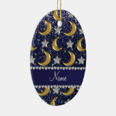 一流の濃紺のグリッターの金ゴールドによっては銀製の星がうろつきます セラミックオーナメント (右)