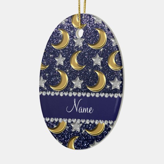 一流の濃紺のグリッターの金ゴールドによっては銀製の星がうろつきます セラミックオーナメント (左)