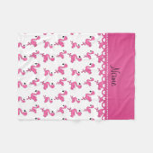 一流の白いピンクのフラミンゴを個人化して下さい フリースブランケット (正面(横))