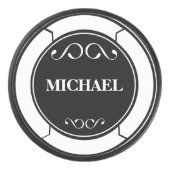 一流の白黒を個人化して下さい アイスホッケーパック (正面)