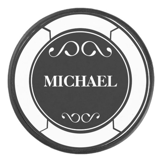 一流の白黒を個人化して下さい アイスホッケーパック (正面)