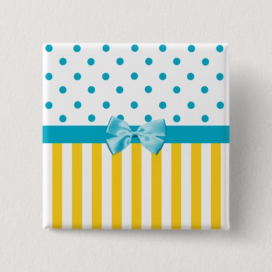 一流の粋な黄色のストライプ 缶バッジ (正面)