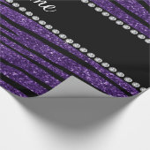 一流の紫色のグリッターのシマウマを縞で飾ります個人化して下さい ラッピングペーパー (角)