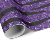 一流の紫色のグリッターのシマウマを縞で飾ります個人化して下さい ラッピングペーパー (ロールコーナー)