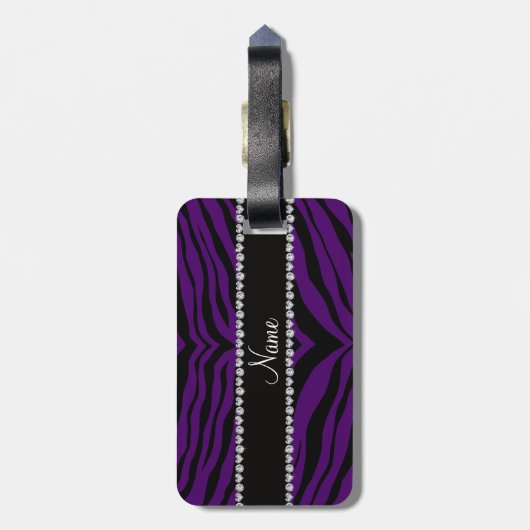 一流の紫色のトラを縞で飾ります個人化して下さい ラゲッジタグ (裏面縦)