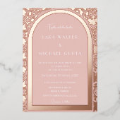 一流の結婚バラ無地の金ゴールド 箔招待状 (正面)