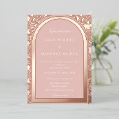 一流の結婚バラ無地の金ゴールド 箔招待状 (立ち正面)