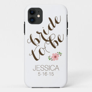 一流の結婚式の日付があるカスタムで名前入りな花嫁 iPhone 11 ケース