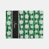 一流の緑のグリッターのシマウマのストライプなバレーボール フリースブランケット (正面(横))