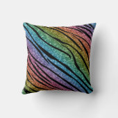 一流の虹のグリッターのシマウマを縞で飾ります個人化して下さい クッション (裏面)