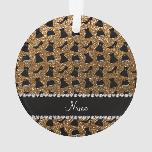 一流の金ゴールドのグリッターのハイヒールの服の財布 オーナメント (裏面)