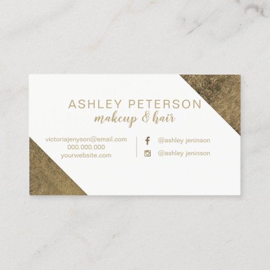 一流の金ゴールドの白髪の化粧のタイポグラフィ 名刺 (裏面)