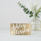 一流の金ゴールドの白髪の化粧のタイポグラフィ 名刺 (スタンド正面)