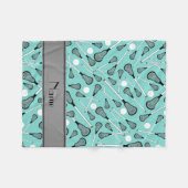 一流のseafoamの緑のラクロスは灰色のストライブ柄を付けます フリースブランケット (正面(横))