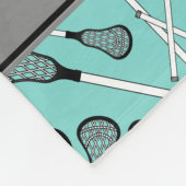 一流のseafoamの緑のラクロスは灰色のストライブ柄を付けます フリースブランケット (角)