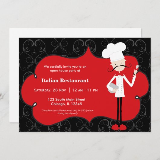 一流シェフレストラン 招待状 (正面/裏面)