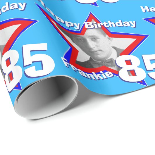 一流メンズ2桁の数85の年齢の写真の星パターン ラッピングペーパー (ロールコーナー)