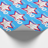 一流メンズ2桁の数90の年齢の写真の星パターン ラッピングペーパー (角)