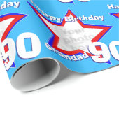 一流メンズ2桁の数90の年齢の写真の星パターン ラッピングペーパー (ロールコーナー)