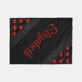 一流レディース美しく赤く黒いハートを個人化して下さい フリースブランケット (正面(横))