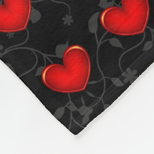 一流レディース美しく赤く黒いハートを個人化して下さい フリースブランケット (角)