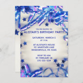 一流及び紙吹雪の男の子の誕生会 招待状 (正面/裏面)