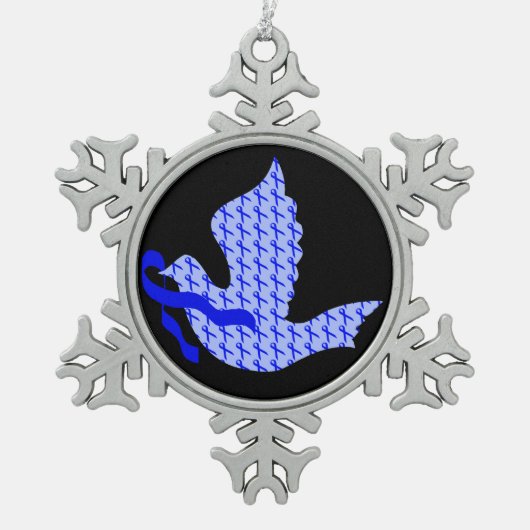 一流希望の鳩-結腸癌 スノーフレークピューターオーナメント (正面)