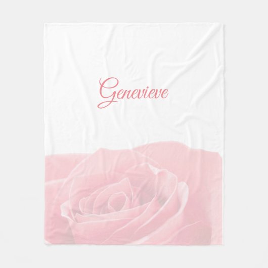 一流毛布とパーソナライズなかわいらしいピンクのバラ フリースブランケット (正面)