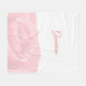 一流毛布とパーソナライズなかわいらしいピンクのバラ フリースブランケット (正面(横))