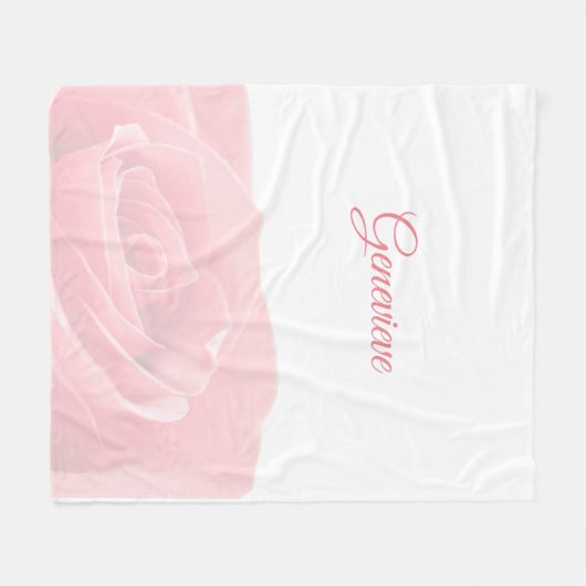 一流毛布とパーソナライズなかわいらしいピンクのバラ フリースブランケット (正面(横))