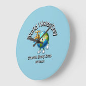 一滴も大切にしなさい。世界水デー。 ラージ壁時計 (傾斜)