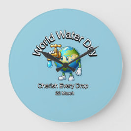 一滴も大切にしなさい。世界水デー。 ラージ壁時計